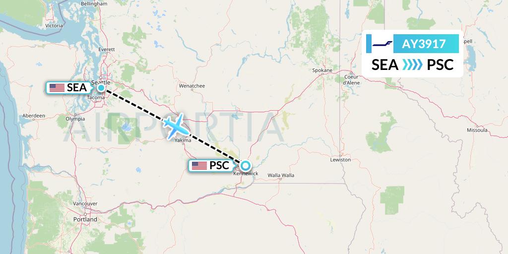 AY3917 Finnair Flight Map: Seattle to Pasco