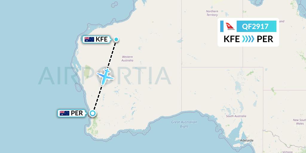 QF2917 Qantas Flight Map: Cloudbreak to Perth