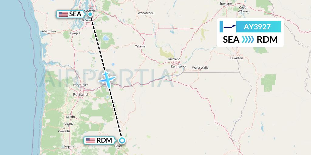 AY3927 Finnair Flight Map: Seattle to Redmond