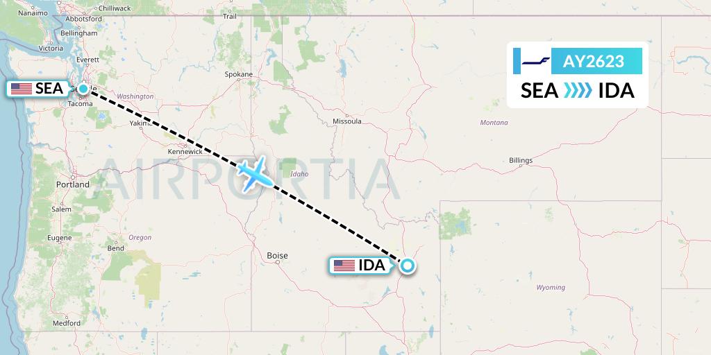 AY2623 Finnair Flight Map: Seattle to Idaho Falls