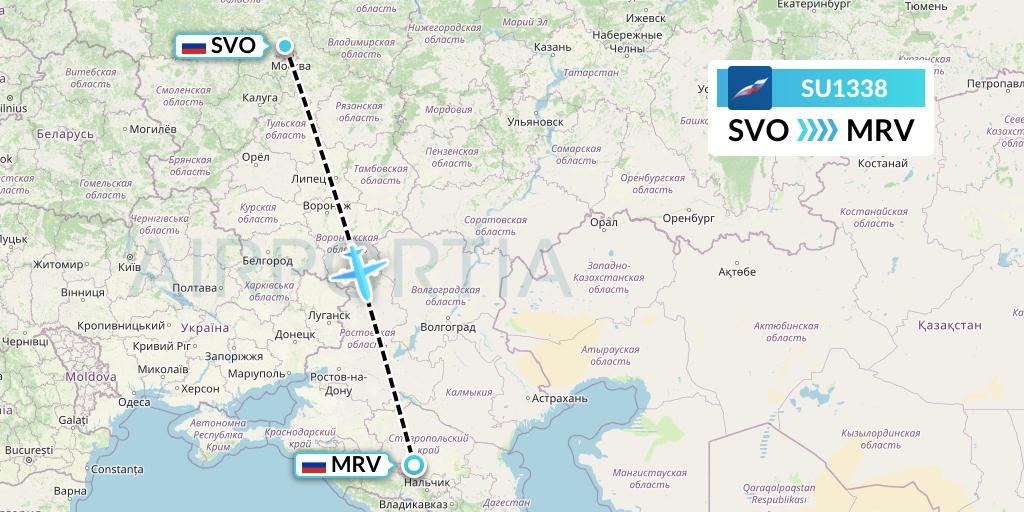 SU1338 Aeroflot Flight Map: Moscow to Mineralnye Vody