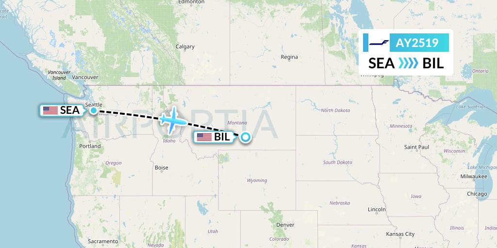 AY2519 Finnair Flight Map: Seattle to Billings