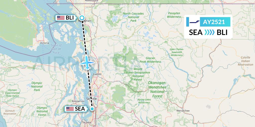 AY2521 Finnair Flight Map: Seattle to Bellingham