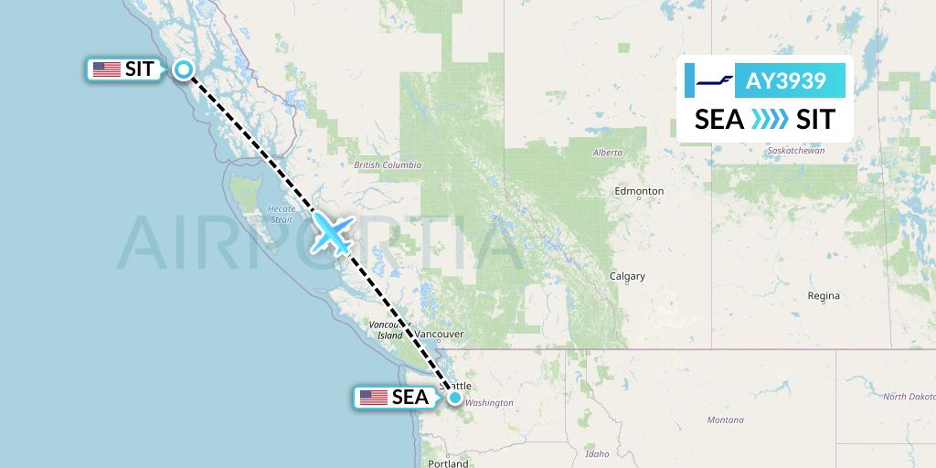 AY3939 Finnair Flight Map: Seattle to Sitka