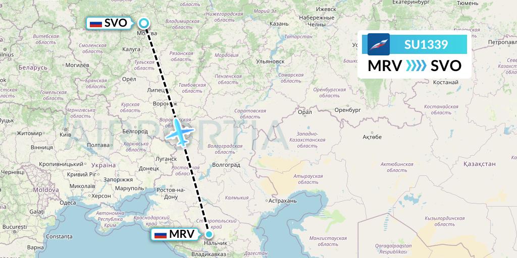 SU1339 Aeroflot Flight Map: Mineralnye Vody to Moscow