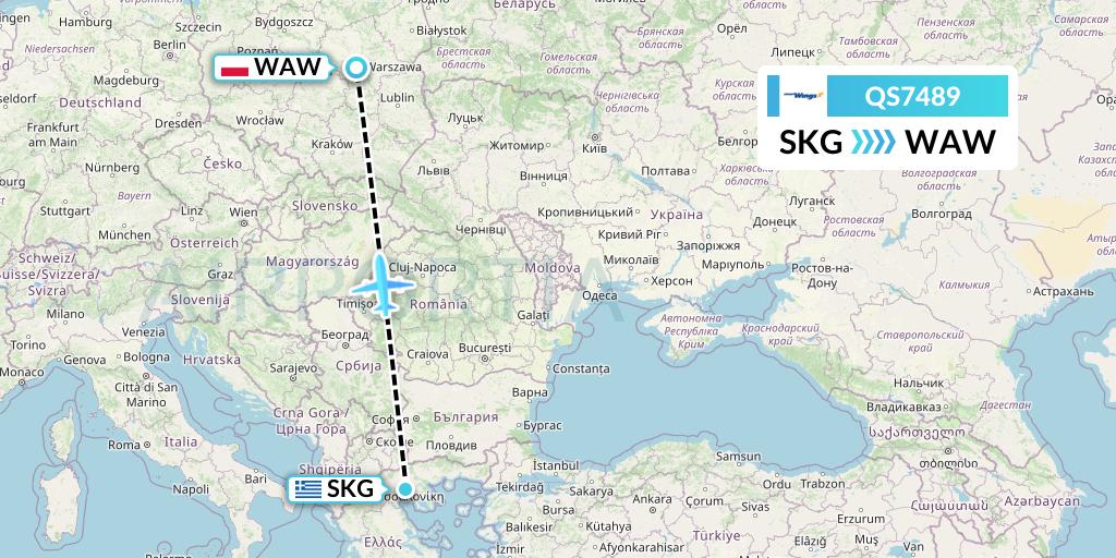 QS7489 Smartwings Flight Map: Thessaloniki to Warsaw