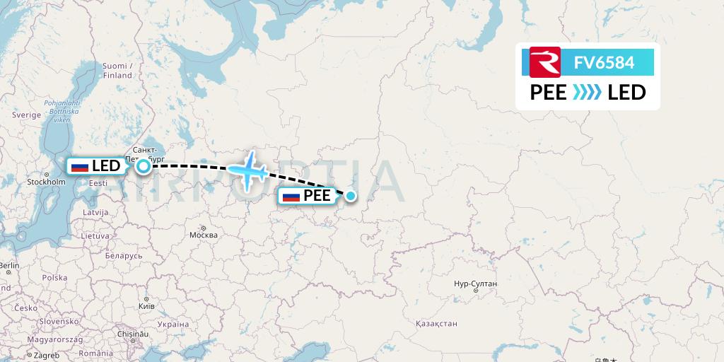 FV6584 Rossiya Flight Map: Perm to St. Petersburg