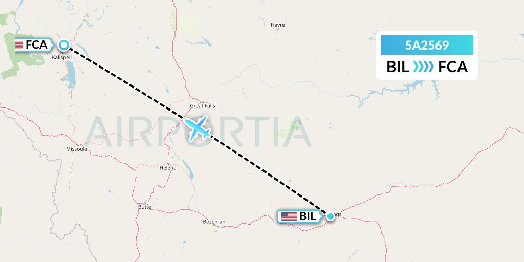 5A2569 Alpine Air Express Flight Map: Billings to Kalispell