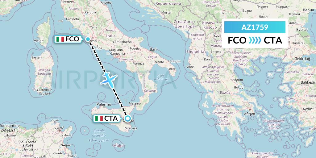 AZ1759 ITA Airways Flight Map: Rome to Catania