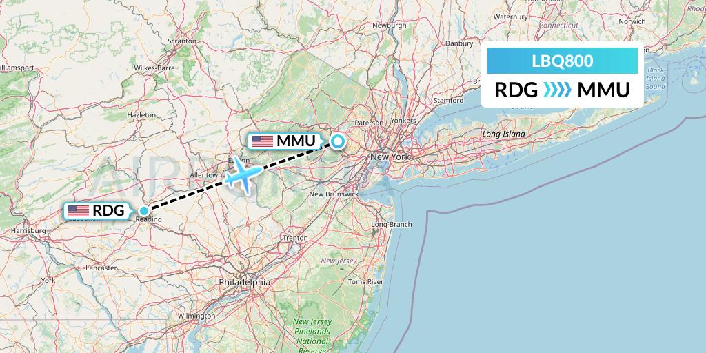 LBQ800 Quest Diagnostics Flight Map: Reading to Morristown