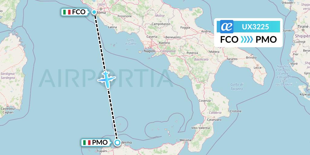 UX3225 Air Europa Flight Map: Rome to Palermo