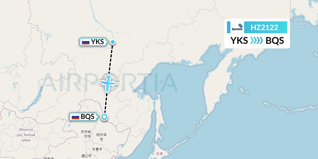 HZ2122 Aurora Flight Map: Yakutsk to Blagoveshchensk
