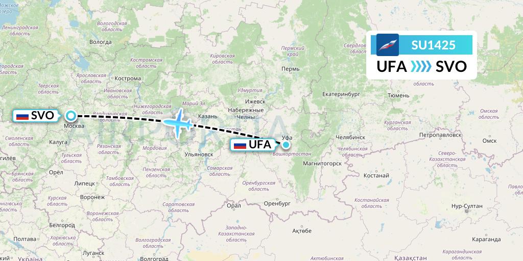 SU1425 Aeroflot Flight Map: Ufa to Moscow
