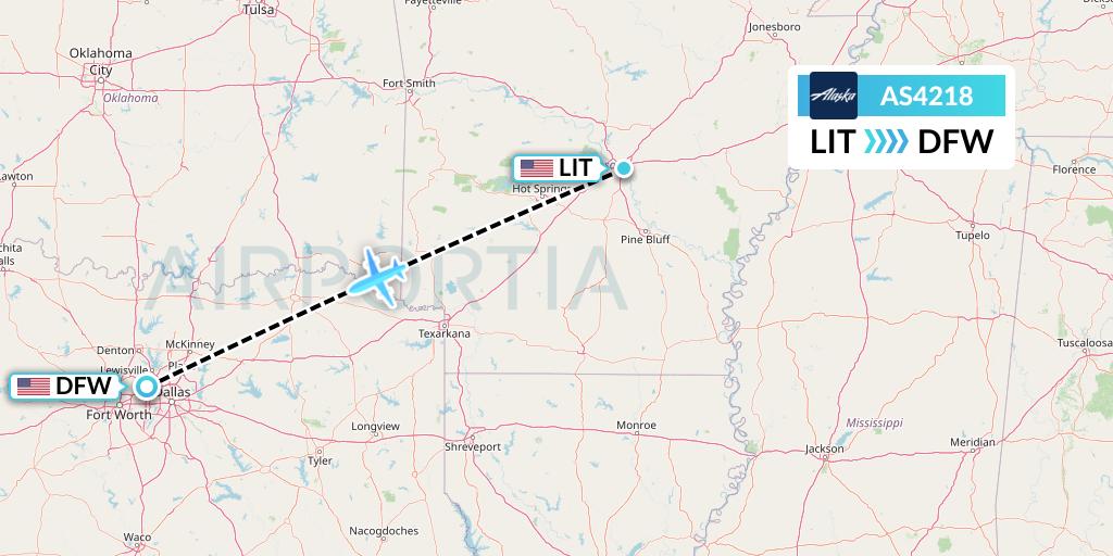 AS4218 Alaska Airlines Flight Map: Little Rock to Dallas