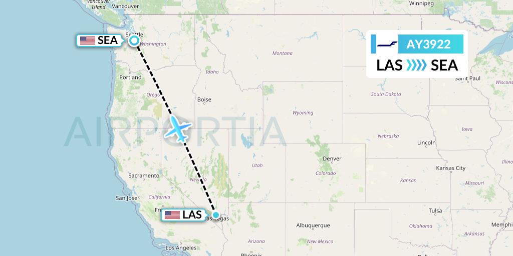 AY3922 Finnair Flight Map: Las Vegas to Seattle