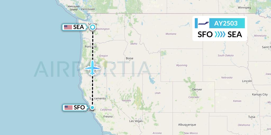AY2503 Finnair Flight Map: San Francisco to Seattle