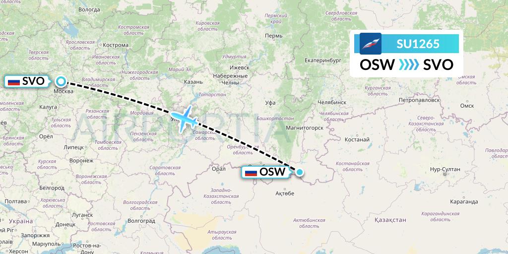SU1265 Aeroflot Flight Map: Orsk to Moscow