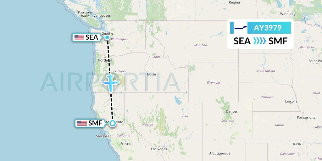 AY3979 Finnair Flight Map: Seattle to Sacramento