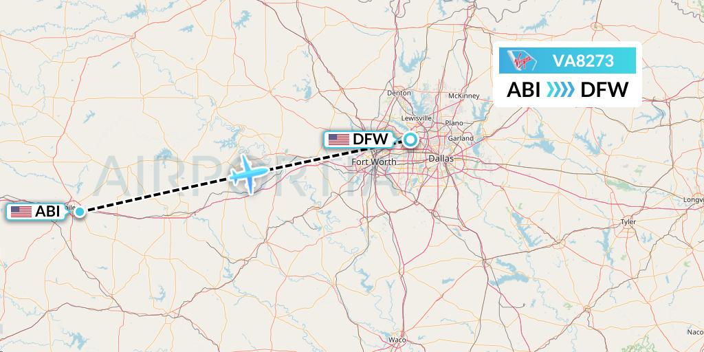 VA8273 Virgin Australia Flight Map: Abilene to Dallas