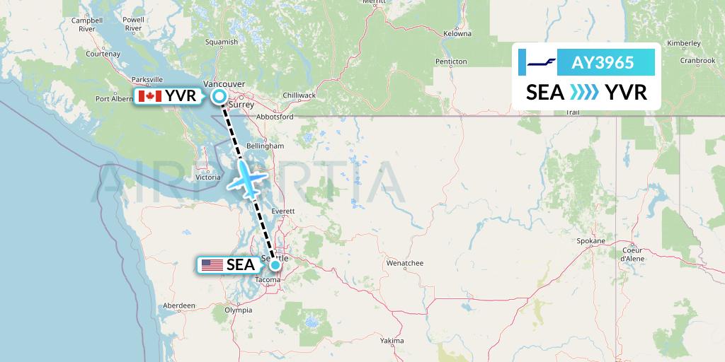 AY3965 Finnair Flight Map: Seattle to Vancouver