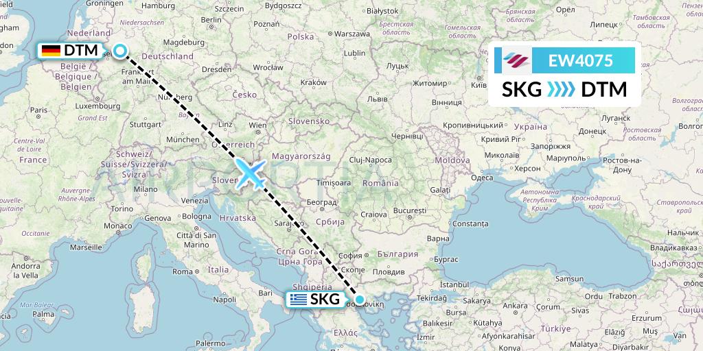 EW4075 Eurowings Flight Map: Thessaloniki to Dortmund