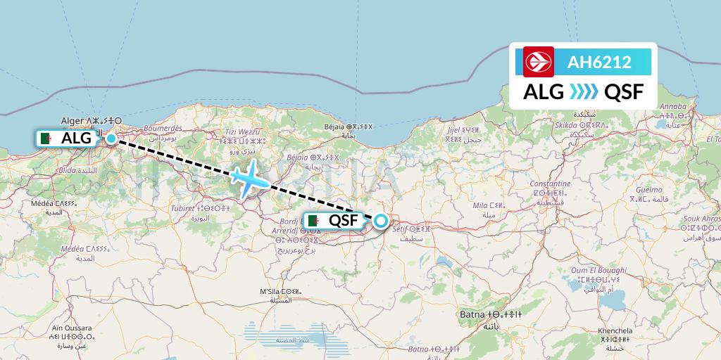 AH6212 Air Algerie Flight Map: Algiers to Setif