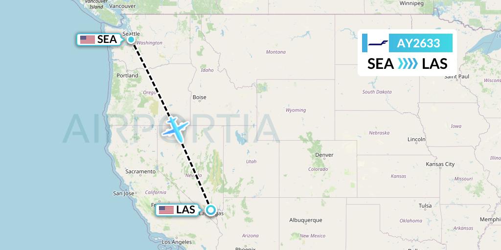 AY2633 Finnair Flight Map: Seattle to Las Vegas