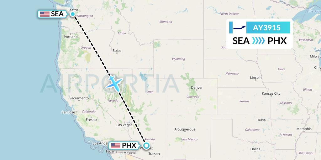 AY3915 Finnair Flight Map: Seattle to Phoenix