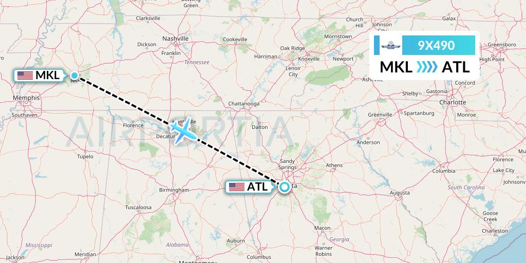 9X490 Flight Status Southern Airways Express Jackson to Atlanta (FDY490)
