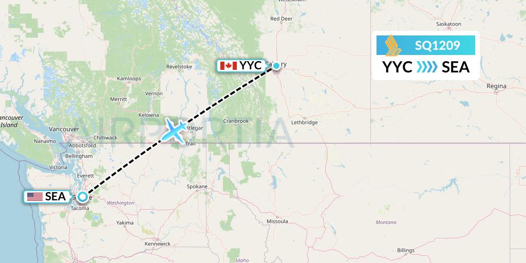 SQ1209 Singapore Airlines Flight Map: Calgary to Seattle