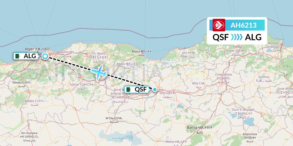 AH6213 Air Algerie Flight Map: Setif to Algiers