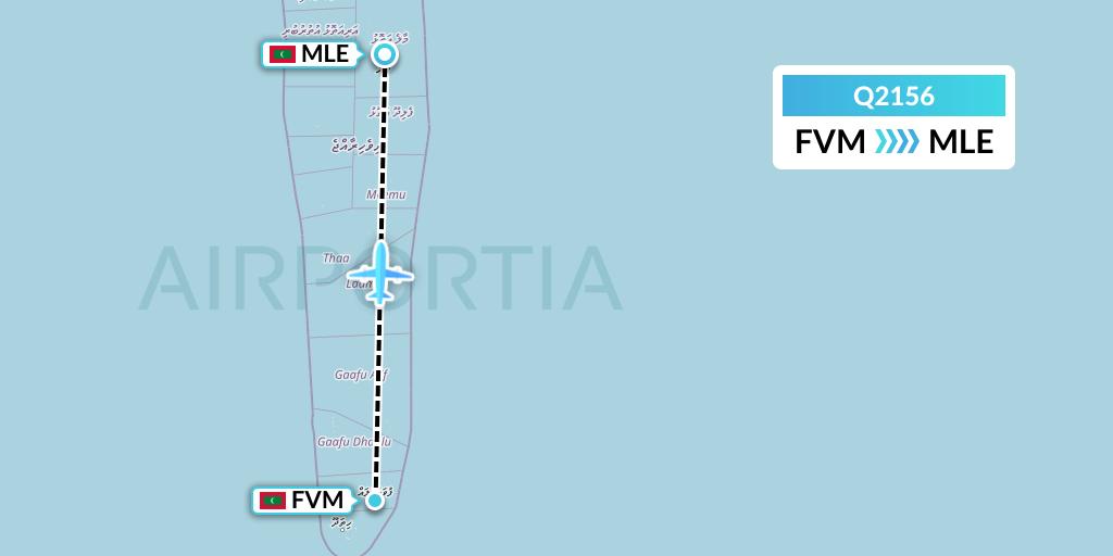 Q2156 Maldivian Flight Map: Fuvahmulah Island to Male