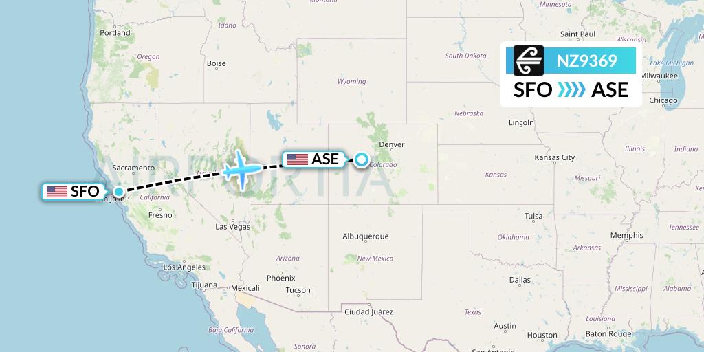 NZ9369 Air New Zealand Flight Map: San Francisco to Aspen