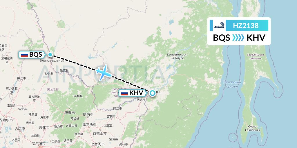 HZ2138 Aurora Flight Map: Blagoveshchensk to Khabarovsk
