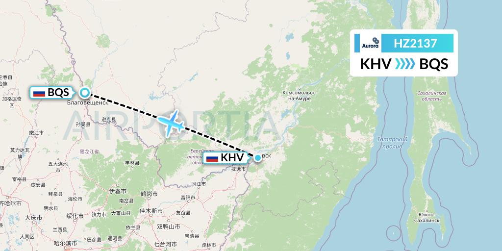 HZ2137 Aurora Flight Map: Khabarovsk to Blagoveshchensk