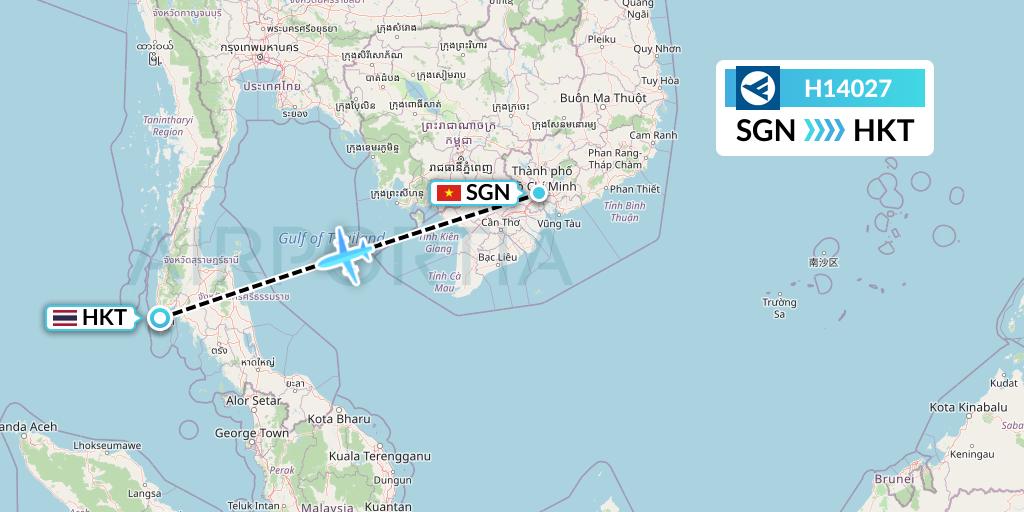 H14027 Hahn Air Systems Flight Map: Ho Chi Minh City to Phuket