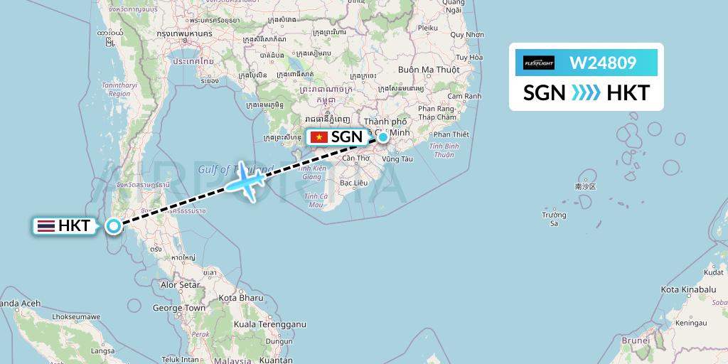 W24809 Flex Flight Flight Map: Ho Chi Minh City to Phuket