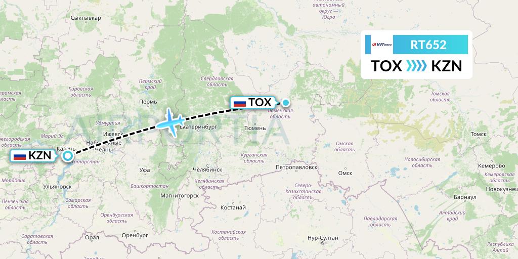 RT652 UVT aero Flight Map: Tobolsk to Kazan