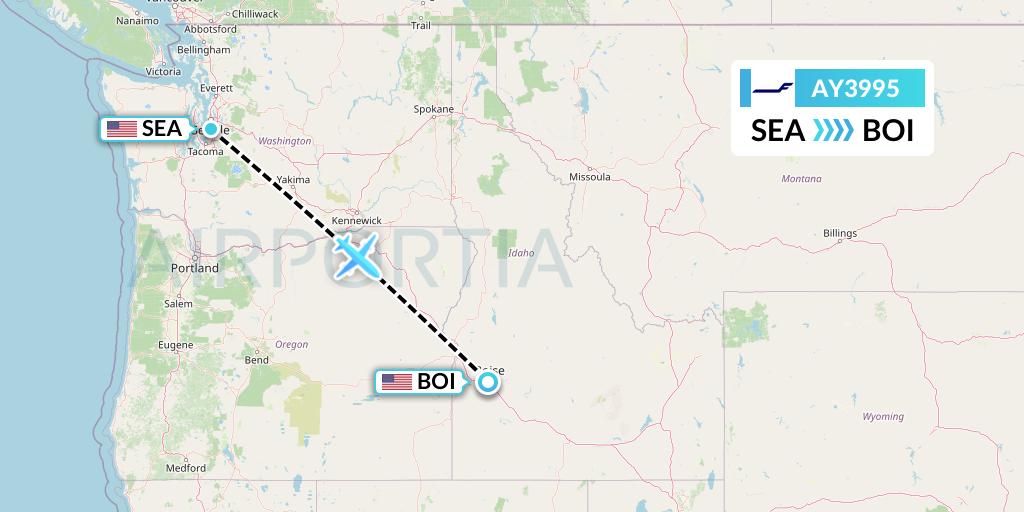 AY3995 Finnair Flight Map: Seattle to Boise