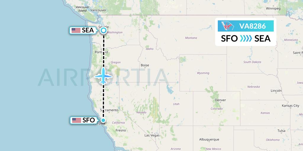 VA8286 Virgin Australia Flight Map: San Francisco to Seattle