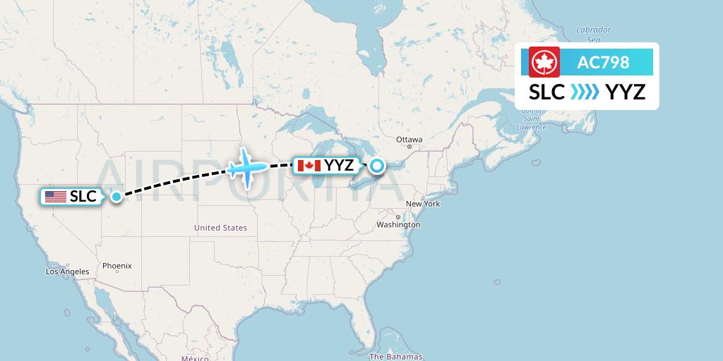 AC798 Air Canada Flight Map: Salt Lake City to Toronto