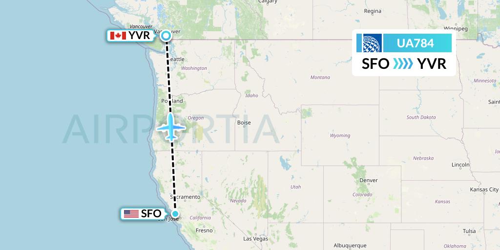 UA784 United Airlines Flight Map: San Francisco to Vancouver