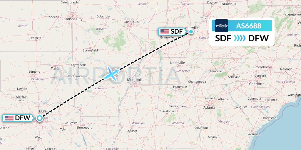 AS6688 Alaska Airlines Flight Map: Louisville to Dallas