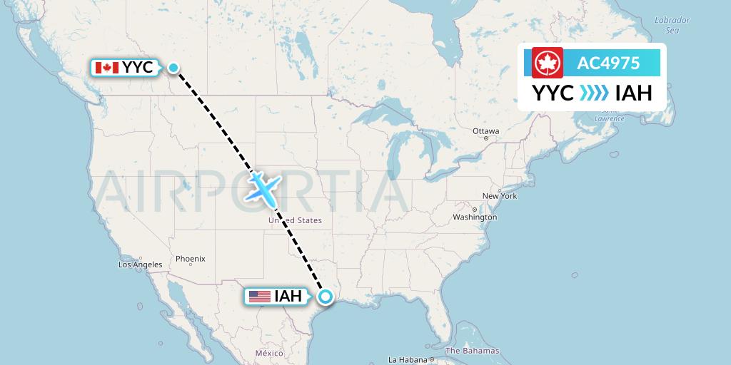 AC4975 Air Canada Flight Map: Calgary to Houston