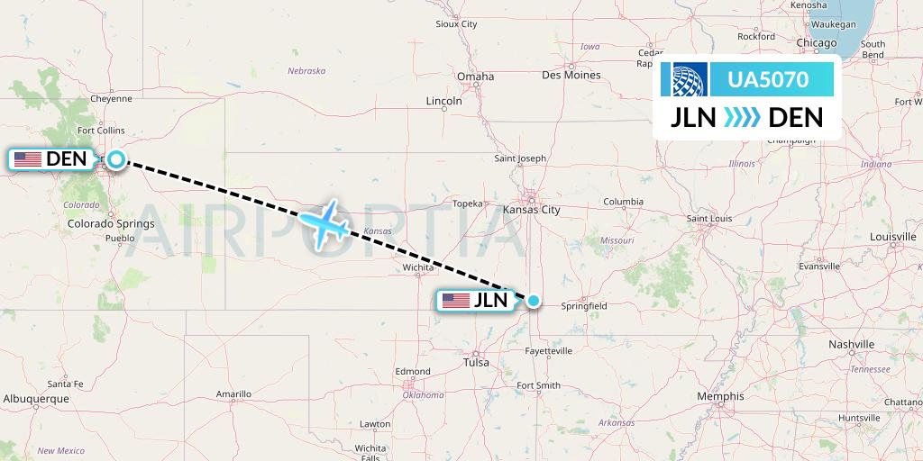 UA5070 United Airlines Flight Map: Joplin to Denver