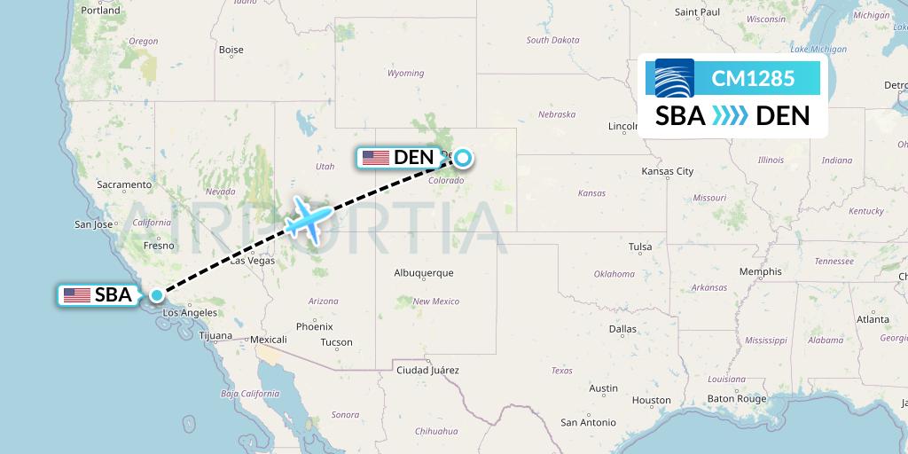 CM1285 Copa Airlines Flight Map: Santa Barbara to Denver