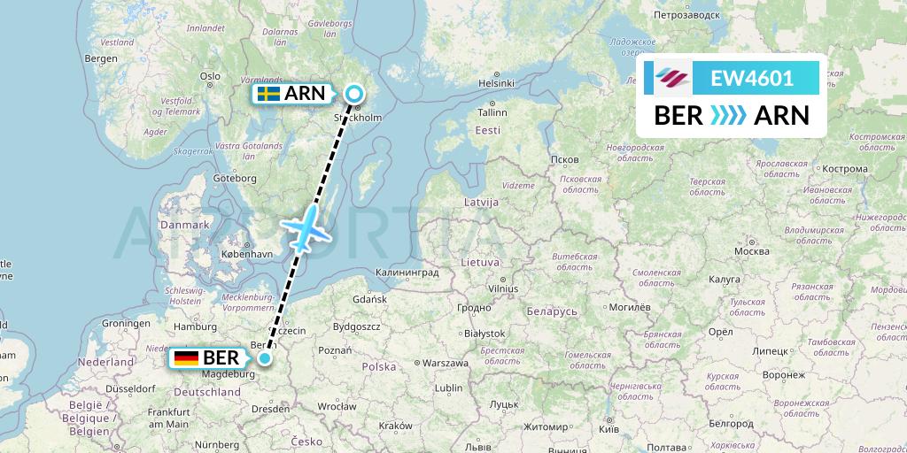 EW4601 Eurowings Flight Map: Berlin to Stockholm