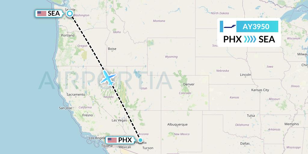 AY3950 Finnair Flight Map: Phoenix to Seattle