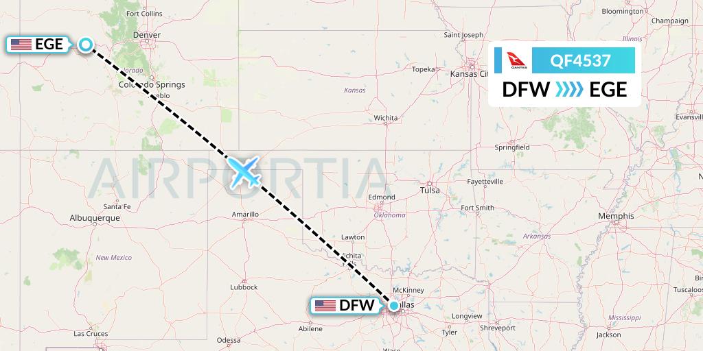 QF4537 Qantas Flight Map: Dallas to Eagle