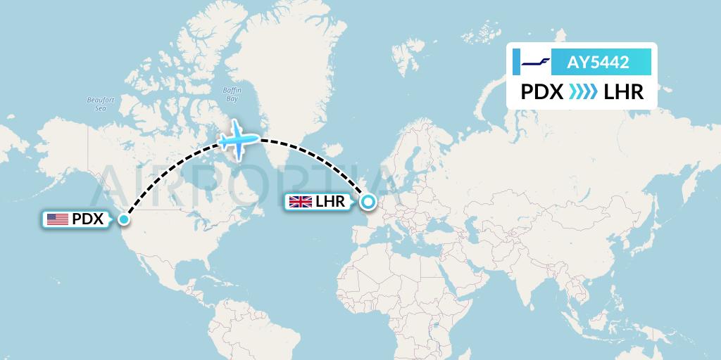 AY5442 Finnair Flight Map: Portland to London